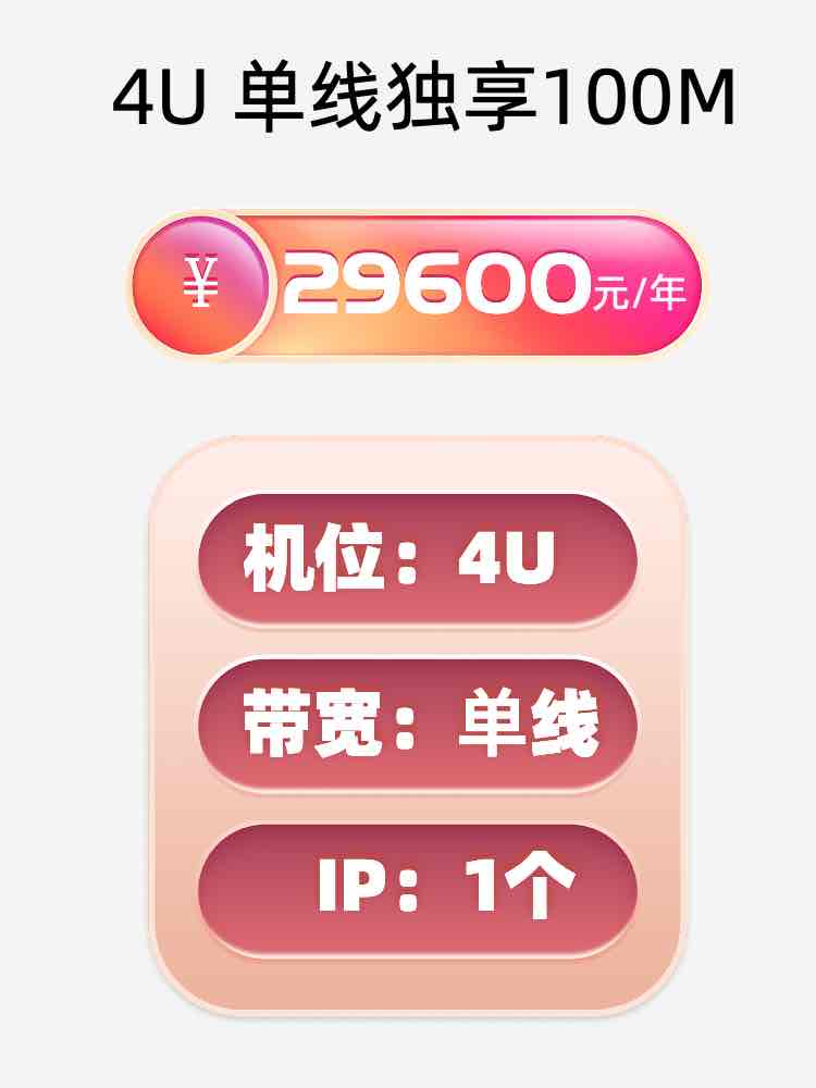 烟台4U独享100M服务器托管